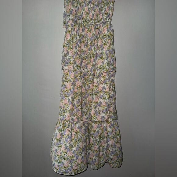 By The River Floral Smocked Ruffle Tiered Midi Dress Size Small - Picture 11 of 14
